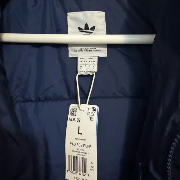 Adidas Dark Blue Puffer Jacket - Picture 3 of 4